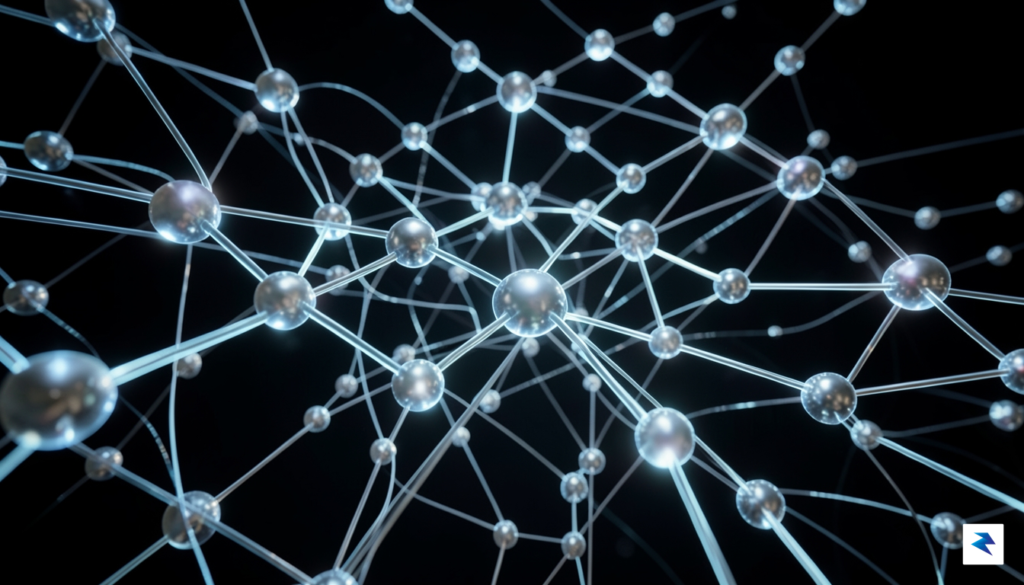 A futuristic, abstract visualization of a glowing neural network architecture&hellip;