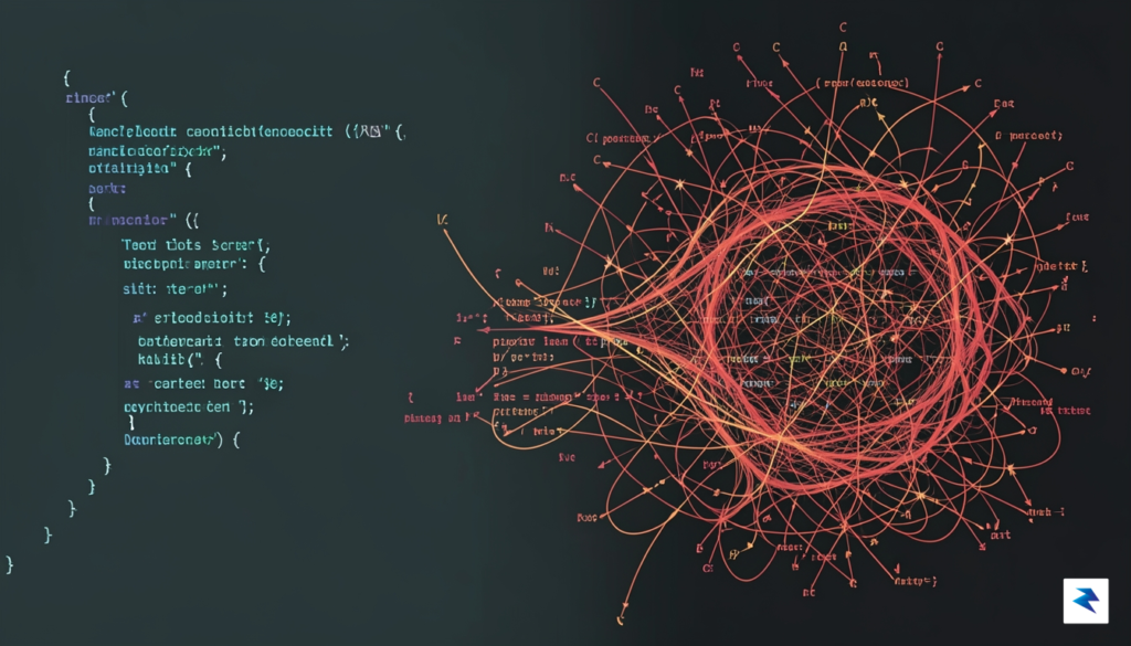 A conceptual digital illustration showing a clean, structured Rust code…