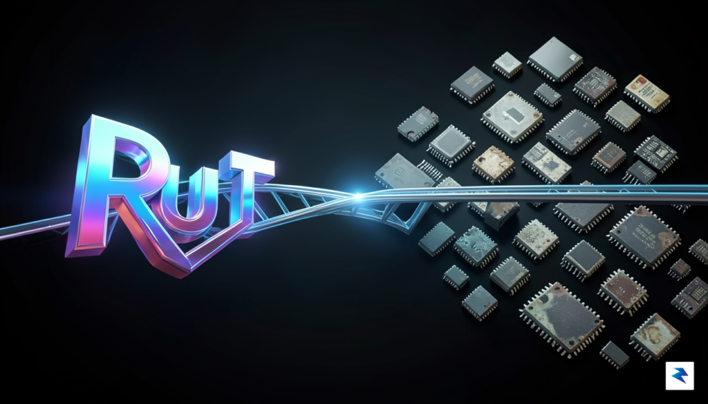A conceptual illustration showing a digital bridge connecting a modern…