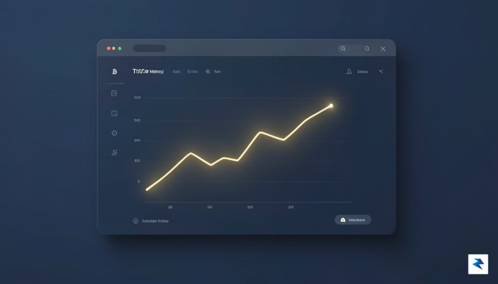 A digital illustration showing a calm, minimalist trading dashboard with&hellip;