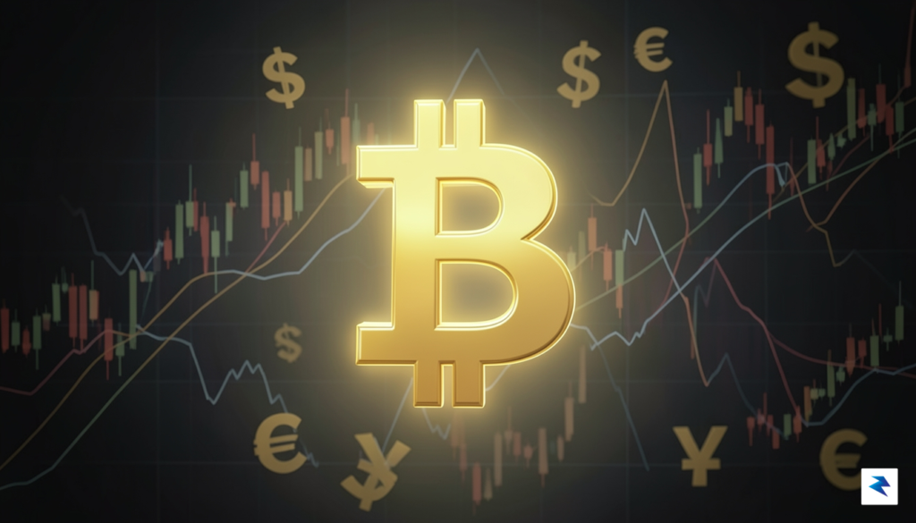 A digital art representation of a glowing Bitcoin symbol standing&hellip;