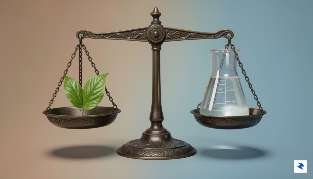 A conceptual illustration showing a set of balance scales with&hellip;