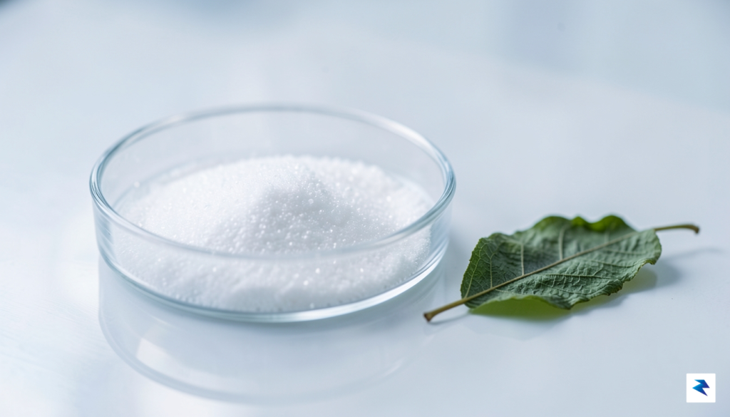 A laboratory-grade close-up shot showing a crystalline white powder in&hellip;