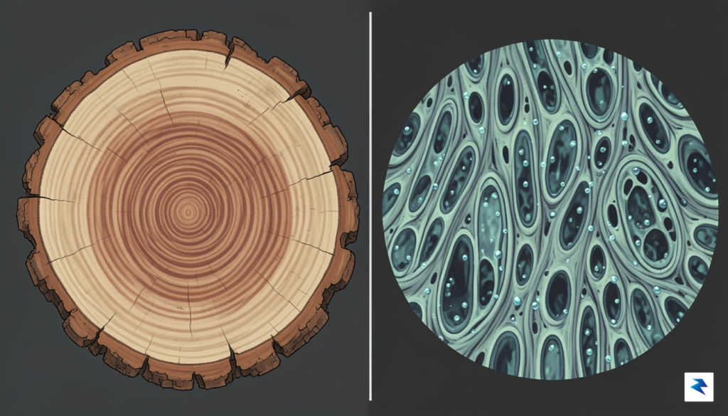 A detailed cross-section illustration of a tree trunk, focusing on&hellip;