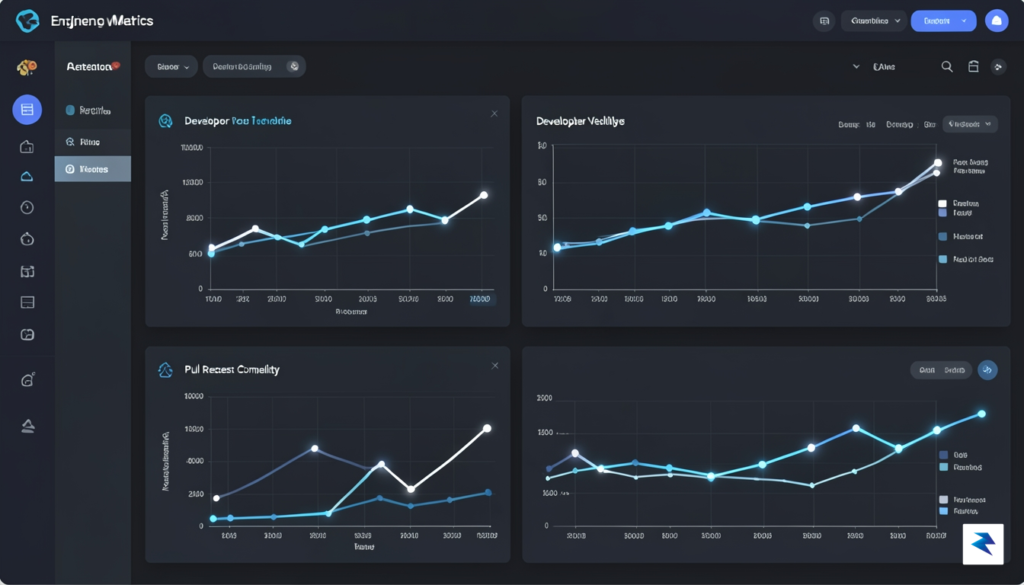 A digital dashboard visualization showing a professional engineering metrics interface…