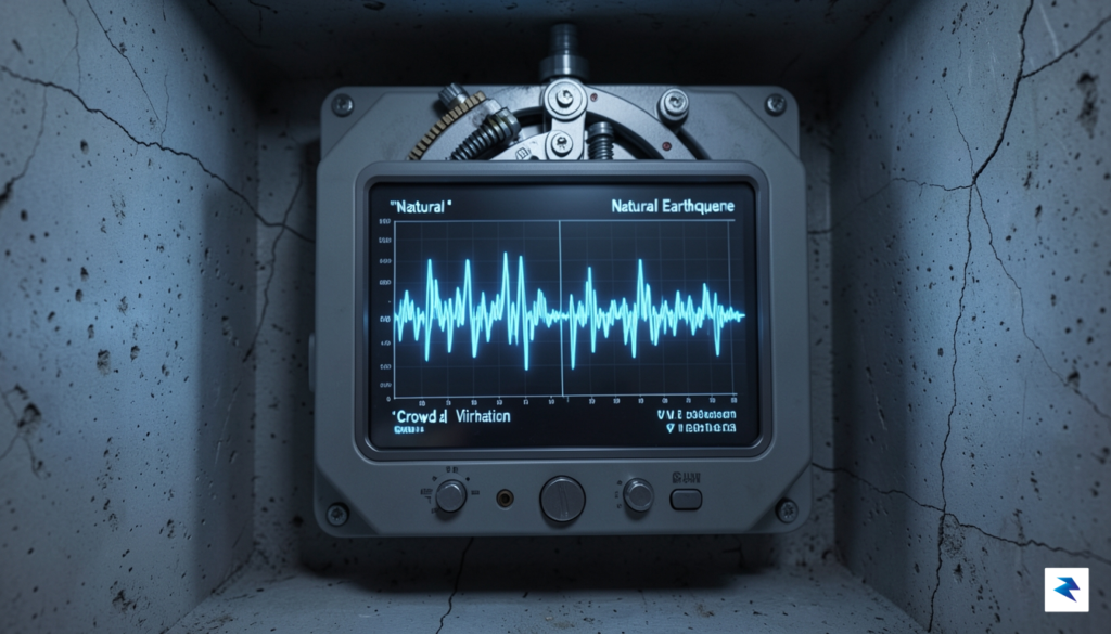 A close-up, high-tech rendering of an industrial-grade seismograph sensor embedded&hellip;