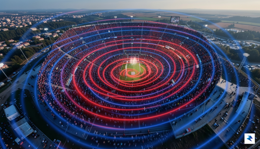 A long-exposure digital visualization showing concentric wave ripples emanating from&hellip;