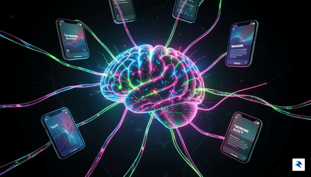 A conceptual digital illustration showing a human brain glowing with&hellip;