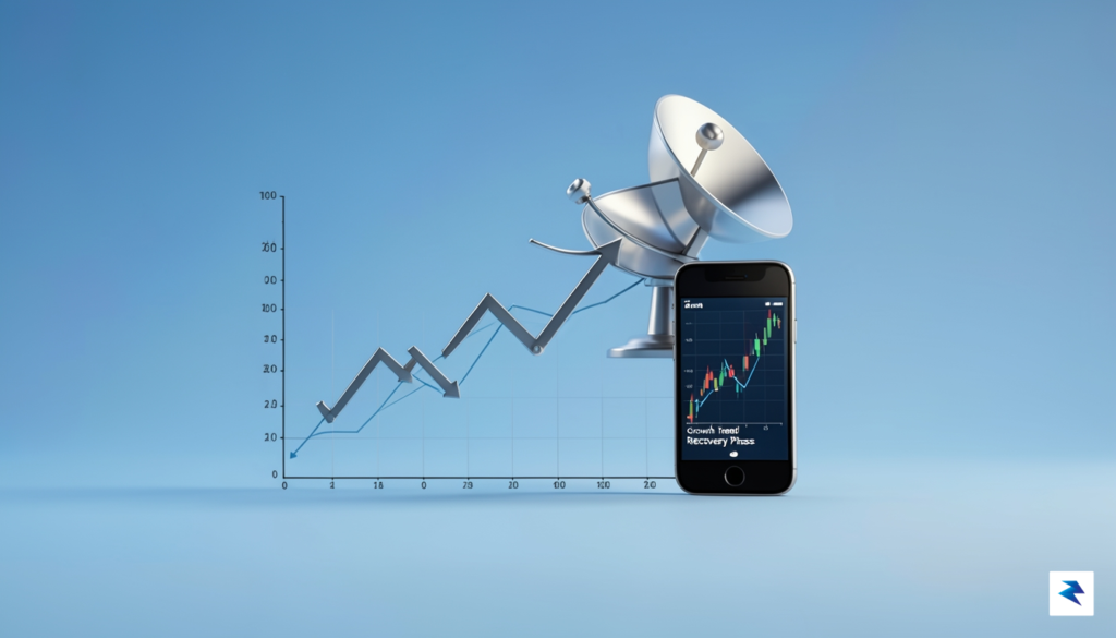 A stylized illustration depicting a complex financial graph with arrows…