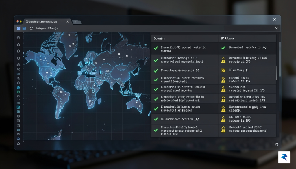 A terminal window displaying a TUI with a world map…