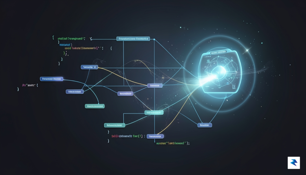 A conceptual digital visualization showing a clean, modular code architecture&hellip;