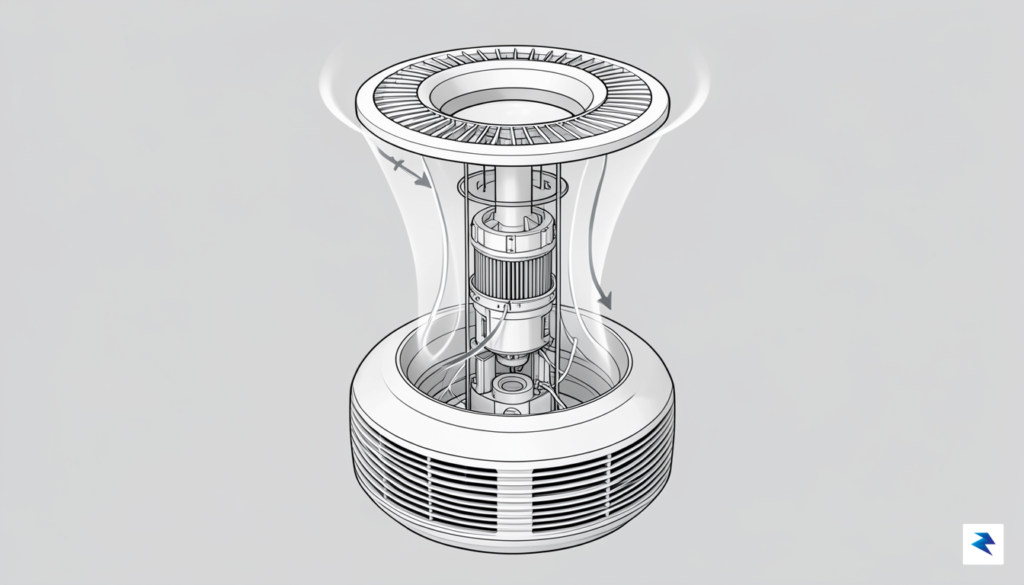 A technical cutaway illustration showing the airflow path from the&hellip;