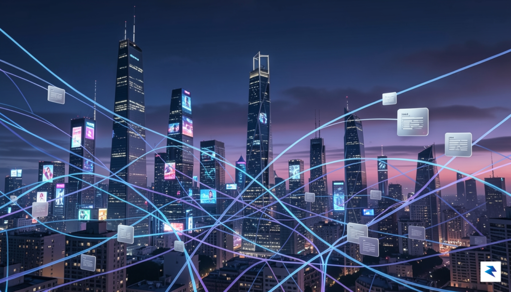 A digital illustration showing a futuristic city skyline partially obscured&hellip;