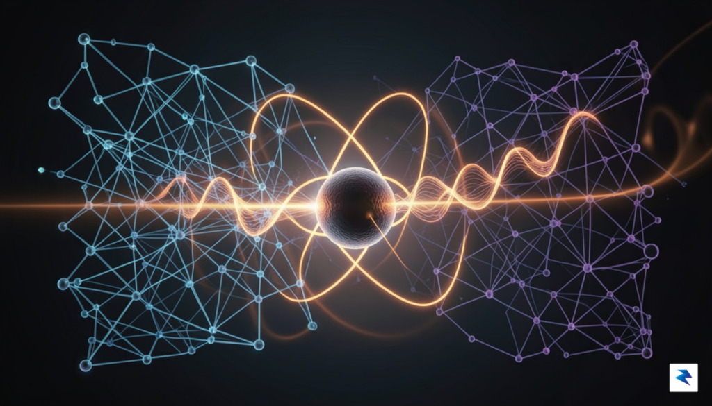 A stylized illustration depicting an X-ray beam interacting with a…