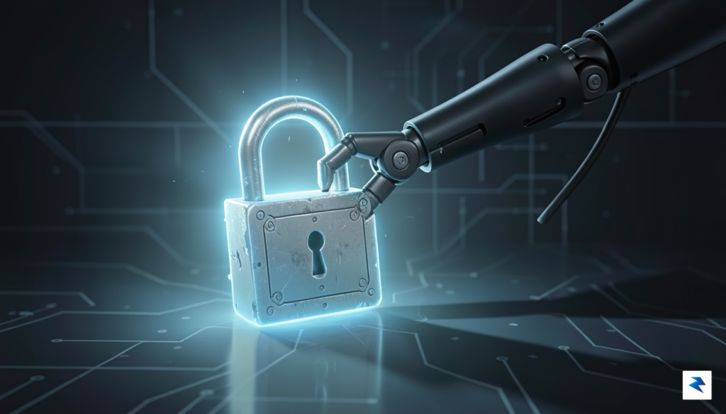 A conceptual digital illustration showing a glowing, unbreakable padlock being&hellip;