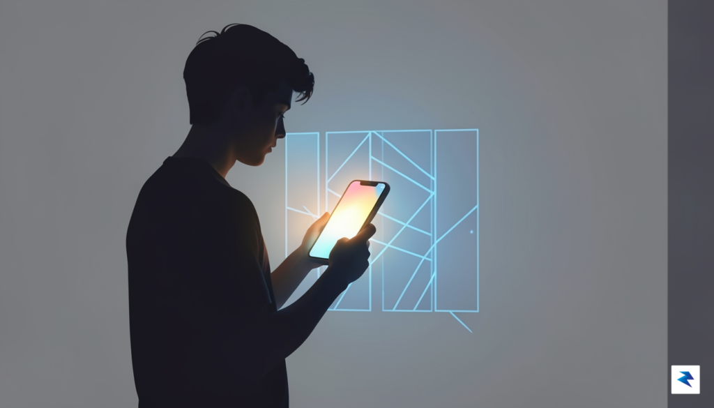 A modern, minimalist illustration showing a silhouette of a teenager…