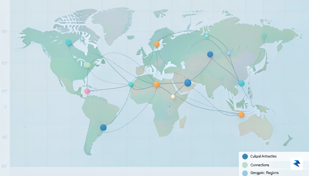 A conceptual digital map showing interconnected data points representing cultural&hellip;