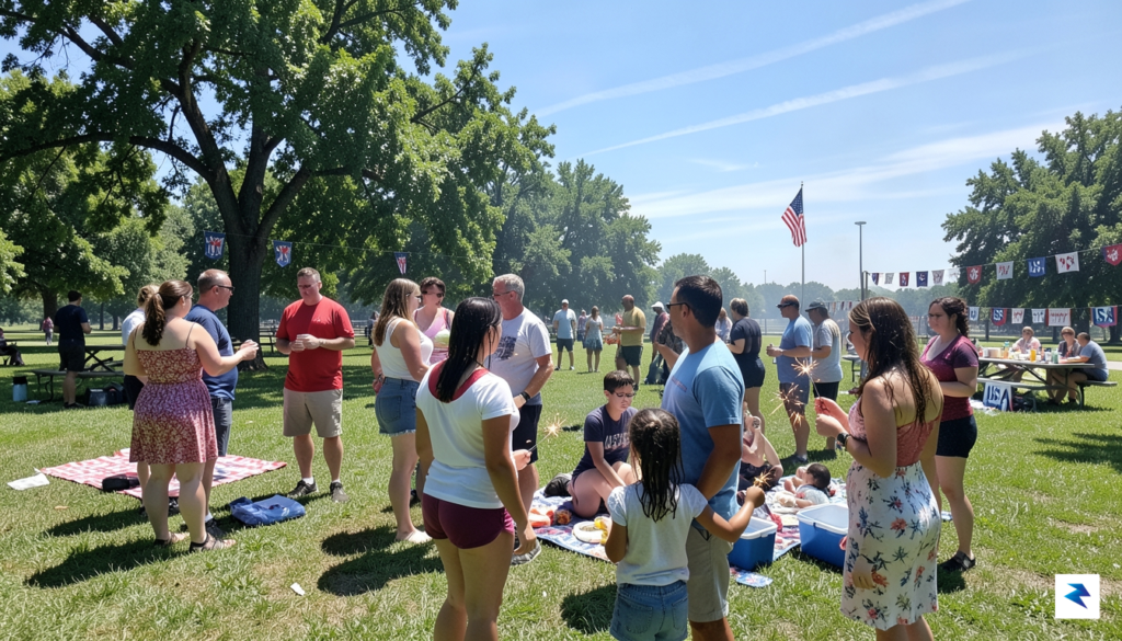 People enjoying a July Fourth celebration outdoors, with a subtle&hellip;