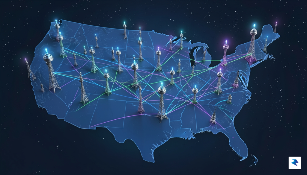 A conceptual illustration showing a digital map of the United&hellip;