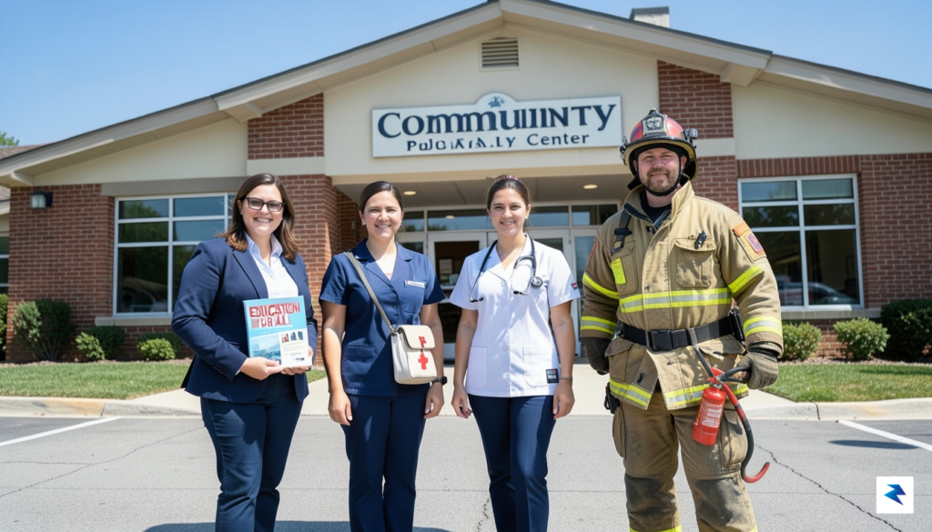 A diverse group of public service workers, including a teacher,&hellip;