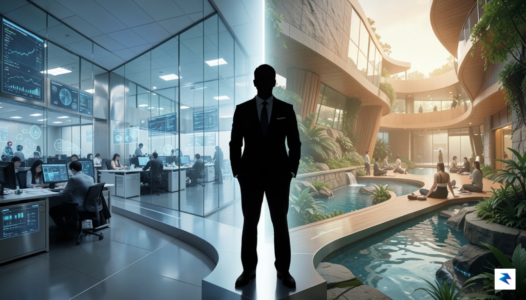 A conceptual digital art piece representing a professional executive silhouette&hellip;