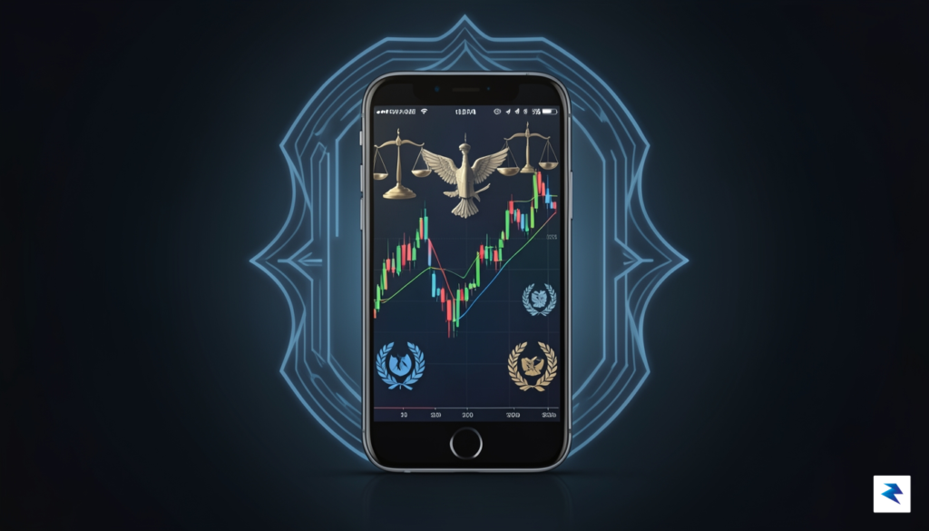 A digital illustration showing a smartphone screen displaying a fluctuating…