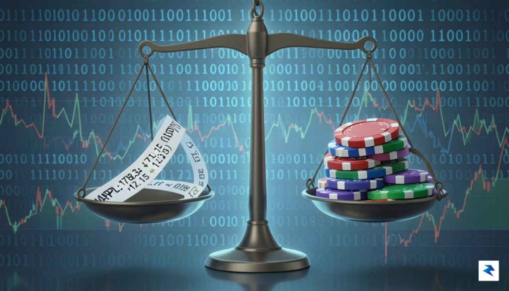A conceptual digital illustration showing a balance scale weighing a…