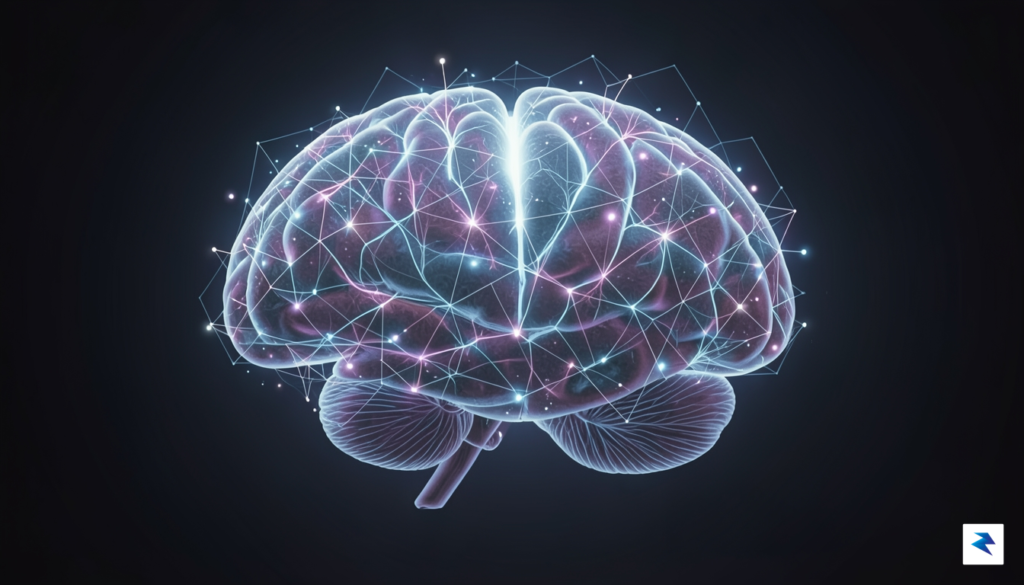A conceptual digital illustration showing a human brain glowing with&hellip;