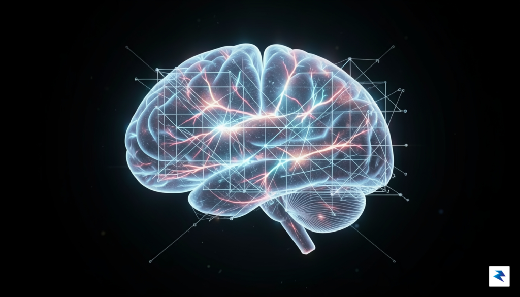 A conceptual digital art piece showing a human brain silhouette&hellip;