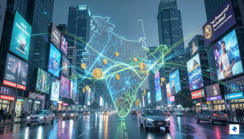 A dynamic, abstract image representing the convergence of artificial intelligence…