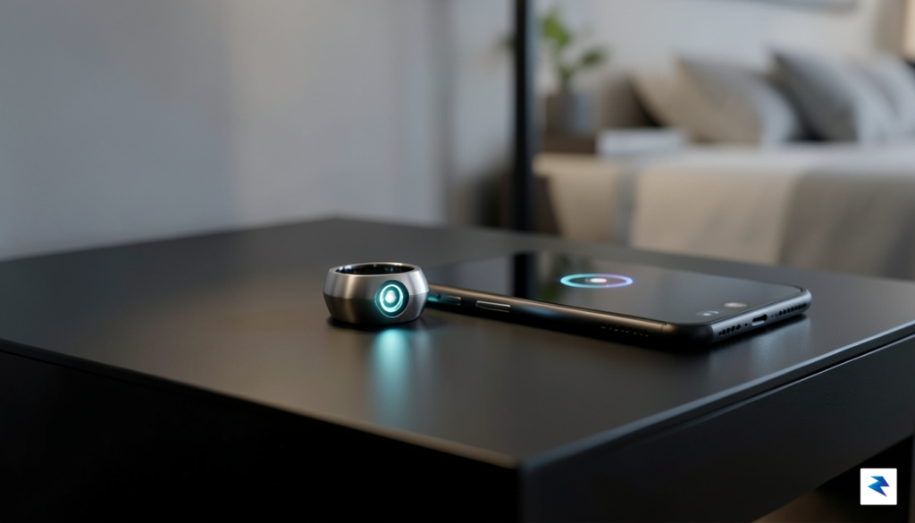 A high-resolution, close-up lifestyle shot of a sleek, titanium-finish Galaxy&hellip;