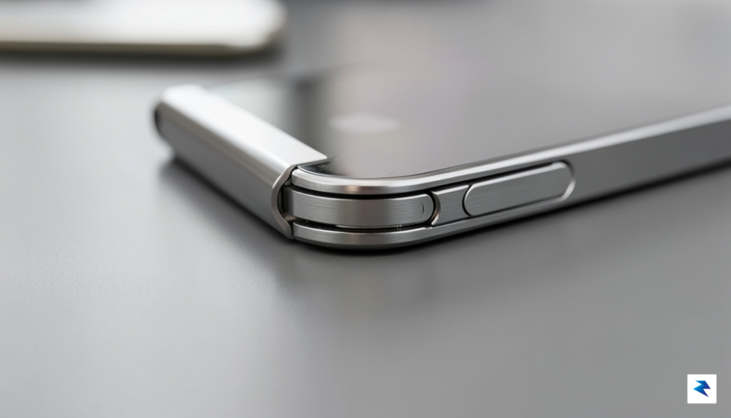 A sleek, high-resolution close-up showing the metallic, sharp-edged frame of&hellip;