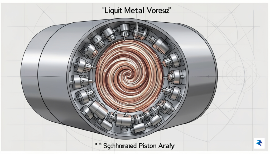 A cross-sectional diagram showing the cylindrical fusion chamber of General…