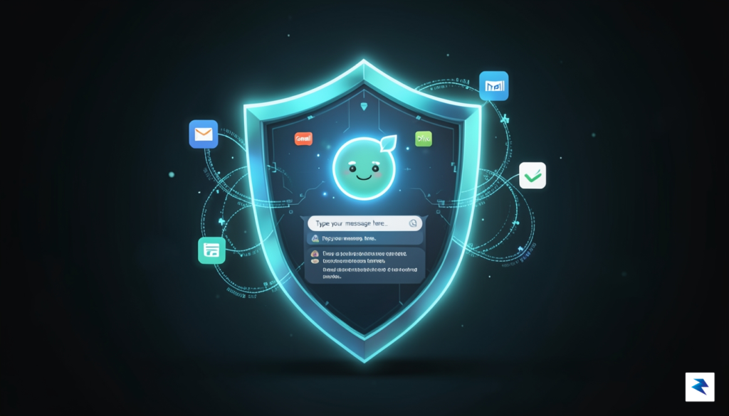 A conceptual digital interface showing a secure, glowing shield icon&hellip;