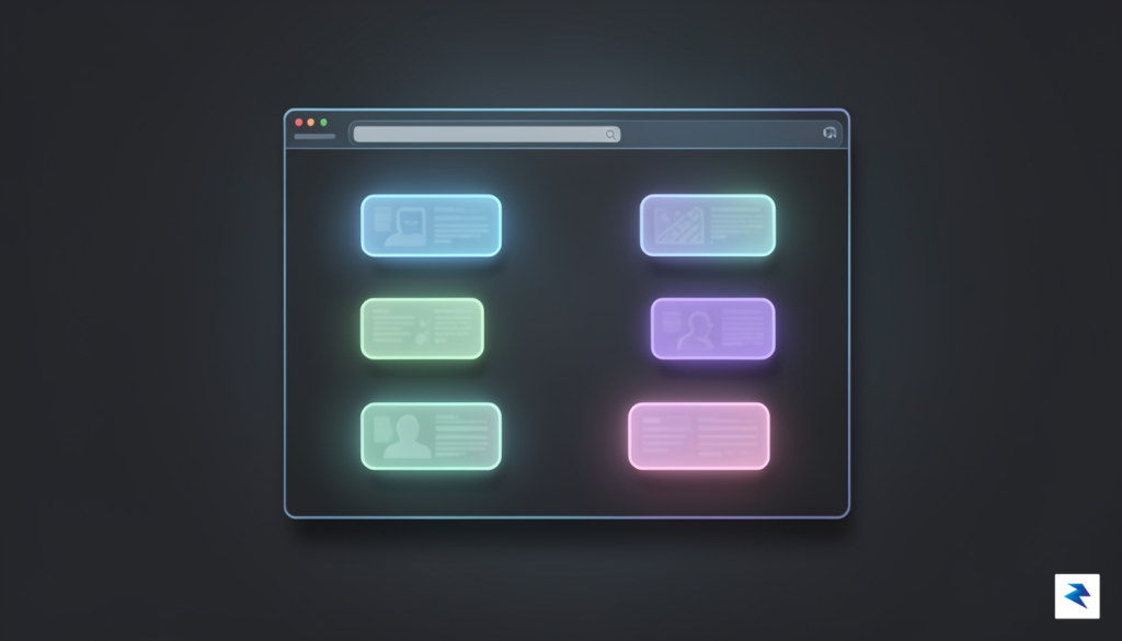A clean, minimalist digital illustration showing a browser window with…