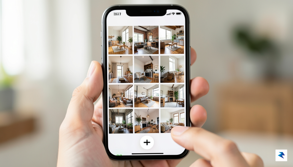 A close-up shot of a smartphone screen displaying a curated…