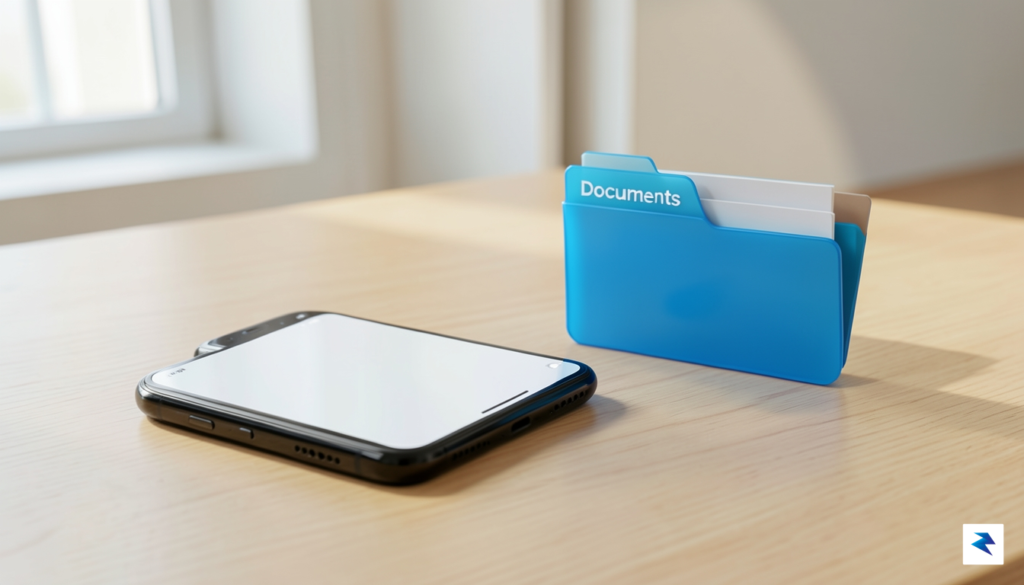 A sleek, modern smartphone resting on a desk next to…