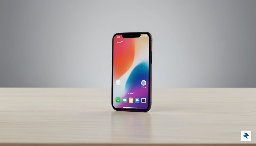 A sleek, modern studio shot of a smartphone silhouette resting…