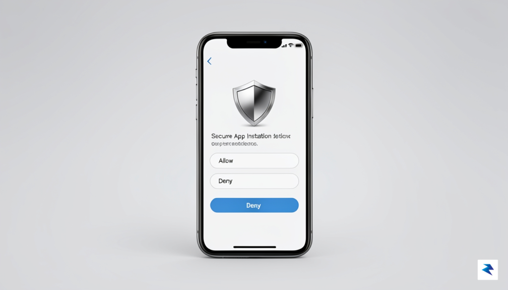A clean, modern smartphone display showing a secure app installation…
