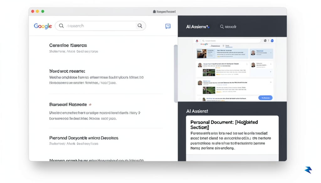 A sleek, modern user interface showing a Google Search results…