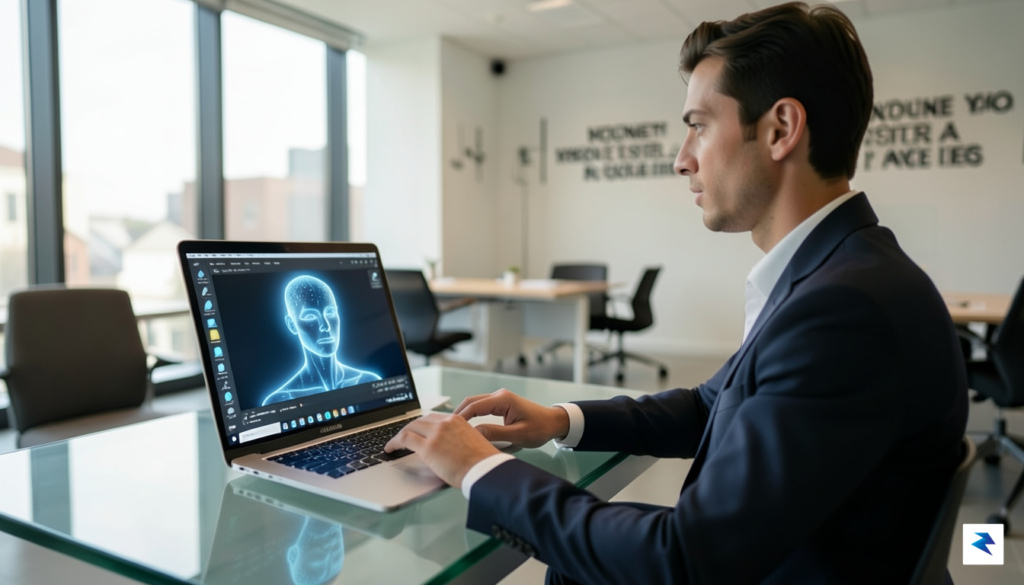A modern, sleek office environment showing a professional looking at&hellip;