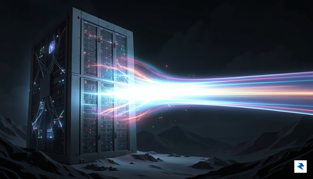 A conceptual digital illustration showing a heavy, glowing monolith of…