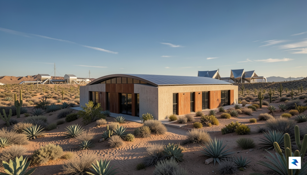 A wide-angle landscape shot of a modern, eco-friendly data center&hellip;