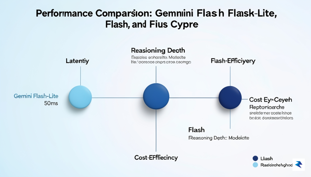A clean, professional infographic showing a three-way matrix comparing latency,…