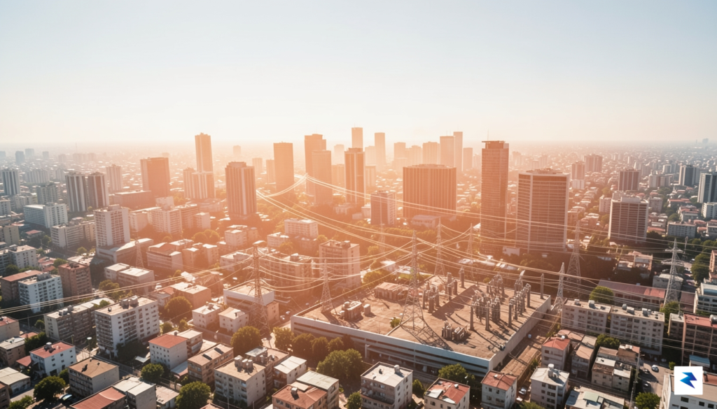 A high-angle aerial view of a sprawling metropolitan area during&hellip;