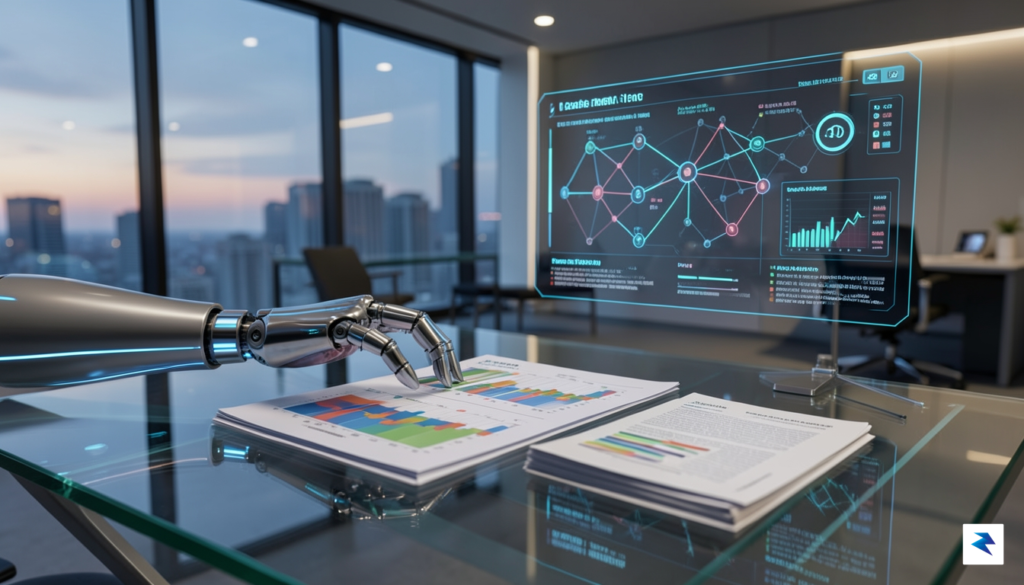 A stylized image showing a robotic hand meticulously arranging financial&hellip;