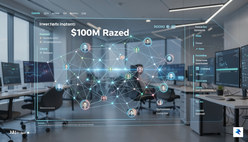 A sophisticated AI agent interface displaying a complex network graph&hellip;