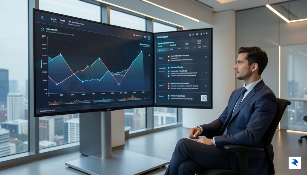A sleek, modern AI interface displaying financial data and strategic&hellip;
