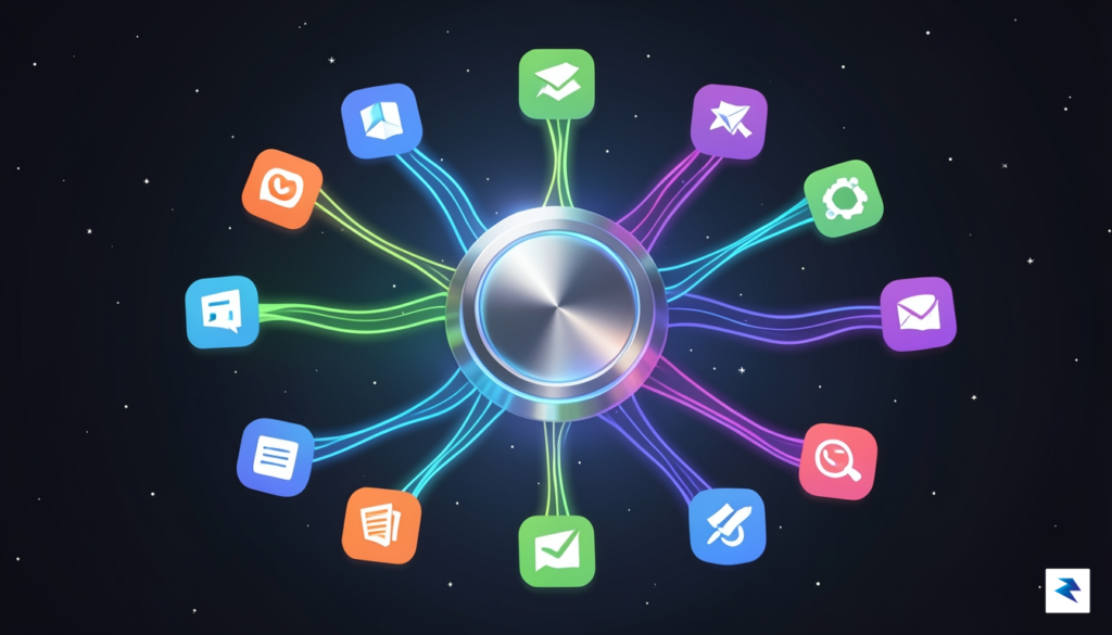 A conceptual digital illustration showing a central hub connecting various&hellip;