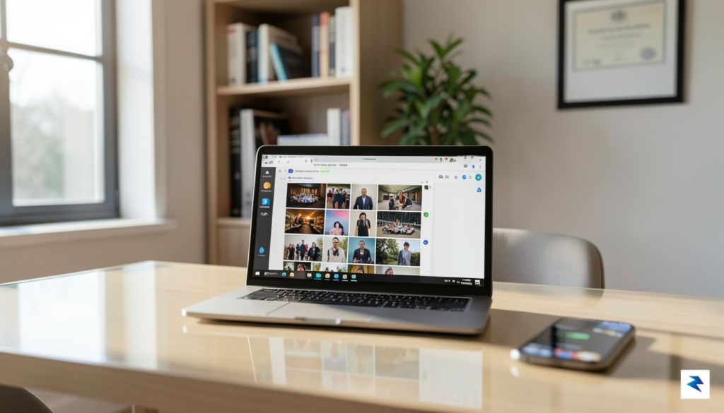 A clean, professional home office setup featuring a Windows 11&hellip;